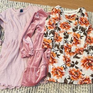 Floral Toddler Dress with Orange Blooms